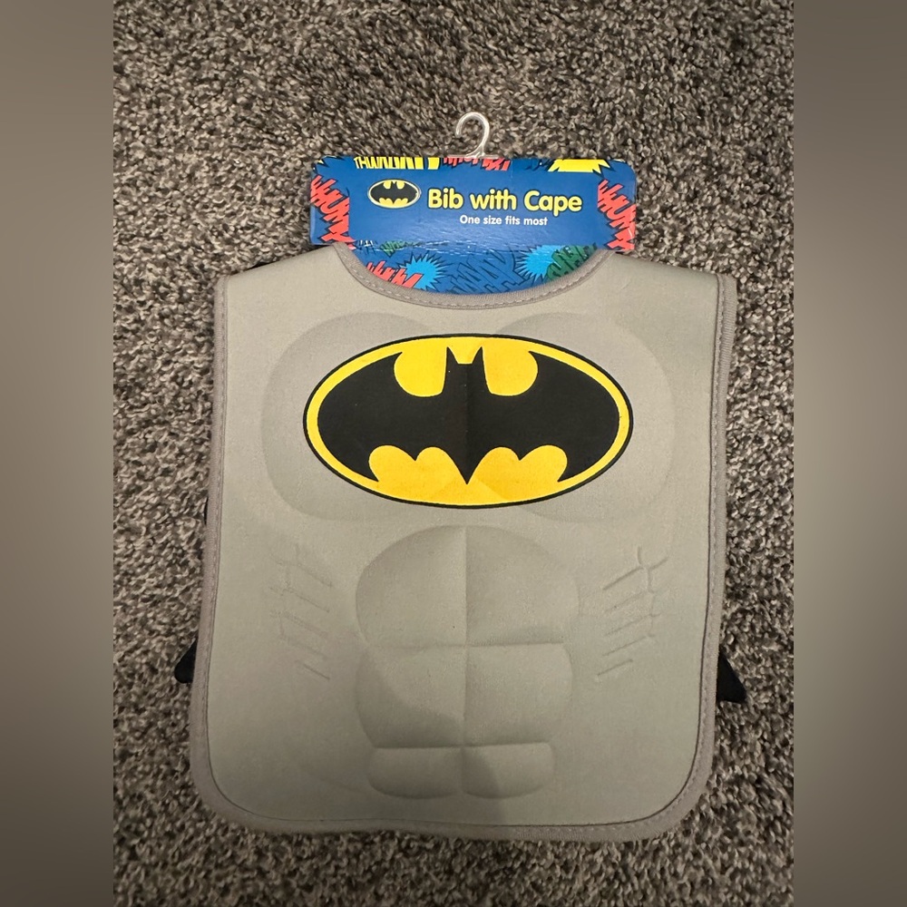 NWT Batman Gray Superhero Bib with Cape